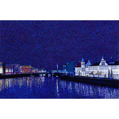 The night view in Amsterdam Netherlands